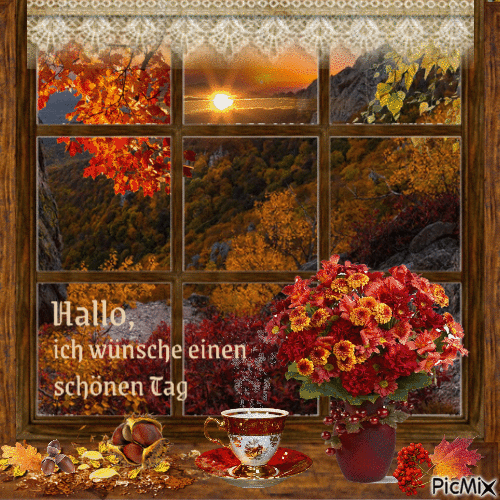 Herbstblick aus einem Fenster - Darmowy animowany GIF
