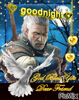 Goodnight from Geralt <3 - GIF animé gratuit
