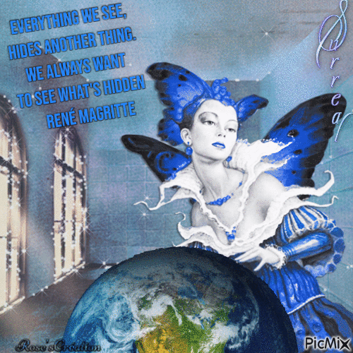 Concours : Femme surréelle avec une citation - Tons bleus - Δωρεάν κινούμενο GIF