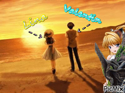 Valentin et Lina sur la plage. - Free animated GIF