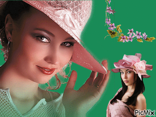 femmes aux chapeaux - Безплатен анимиран GIF