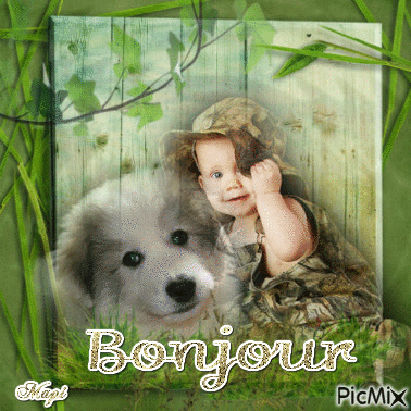 L'enfant & son ami le chien - Δωρεάν κινούμενο GIF
