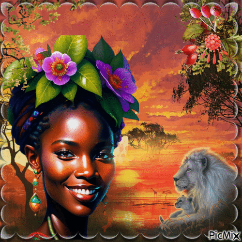 Femme Afrique - Ingyenes animált GIF