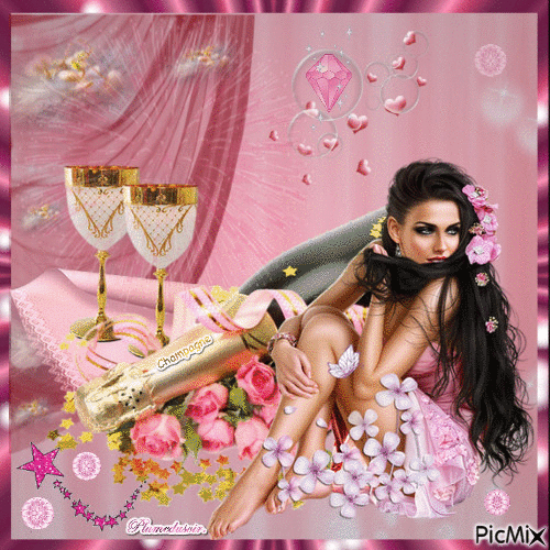 Champagne rose. - Besplatni animirani GIF