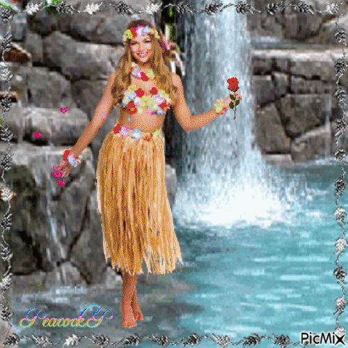 The girl in Hawaii - Free animated GIF