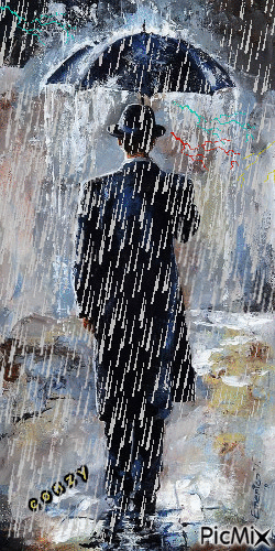 Hombre bajo la lluvia - Ilmainen animoitu GIF