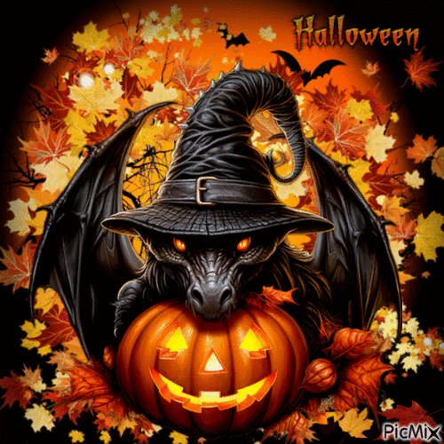 Halloween dragon - Бесплатный анимированный гифка