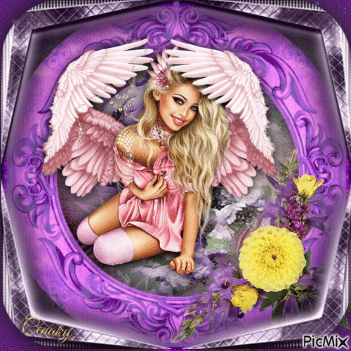 Portrait d'ange - Tons violets - Besplatni animirani GIF
