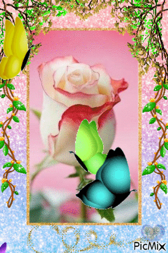 Rose-butterflies - GIF animado grátis