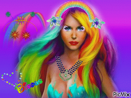 Femme multicolore - 無料のアニメーション GIF