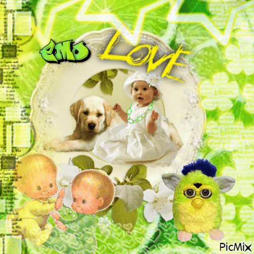 Contest: Baby Portrait - Yellow and lime - Free animated GIF