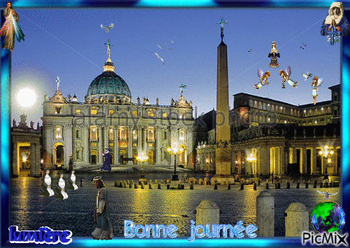 **** BONNE JOURNÉE - VATICAN DE ROME...!!!! (UN SOUHAIT POUR TOUS_VOS PENSÉES SPIRITUELLES...!) **** - GIF animé gratuit