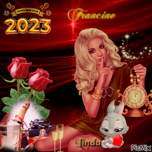 Bonne Années 2023 Francine - Gratis animerad GIF