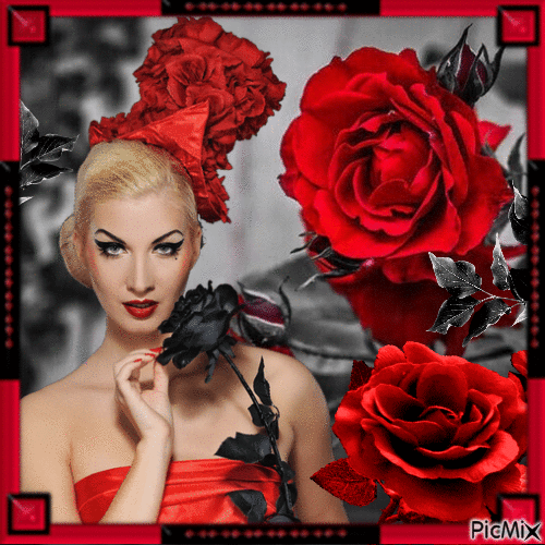 Женщина с черной розой - Δωρεάν κινούμενο GIF