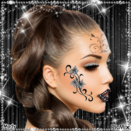 Artistic makeup in black and silver - 免费动画 GIF