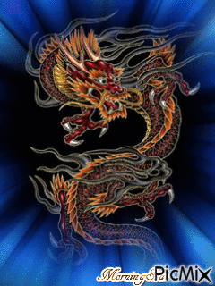 Shimmering Blue Dragon - Free animated GIF