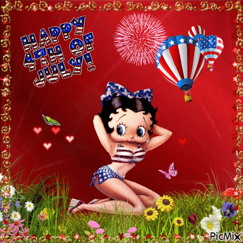 4th of July, Betty Boop - GIF animate gratis