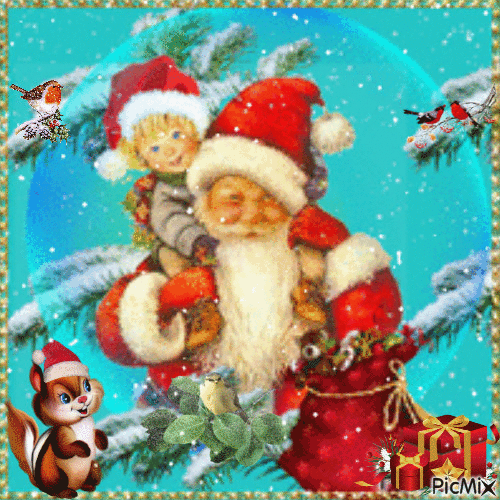 enfant et le père Noël - Δωρεάν κινούμενο GIF