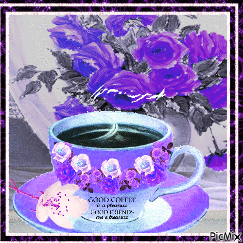 Decorated cup of coffee - GIF animé gratuit
