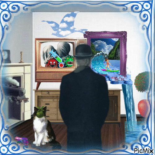 Fantasy about René Magritte - Gratis animeret GIF