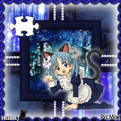 *Anime Puzzle Kitty Girl* - Бесплатный анимированный гифка