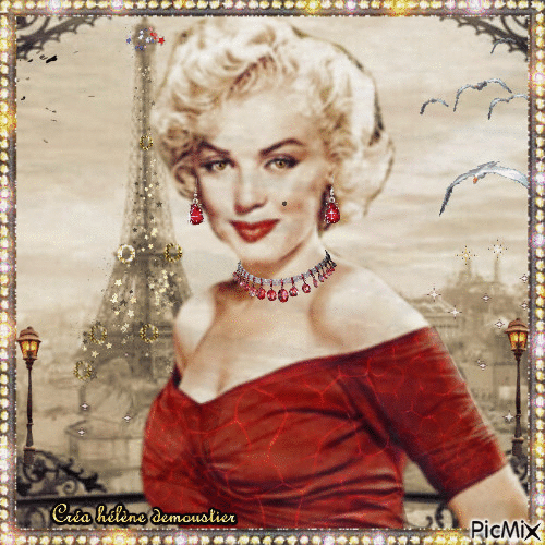 HD femme Marilyn à Paris - GIF animé gratuit
