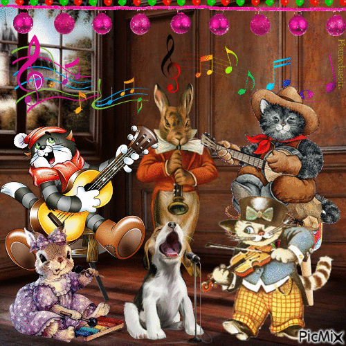 Concert de petits animaux. - GIF animasi gratis