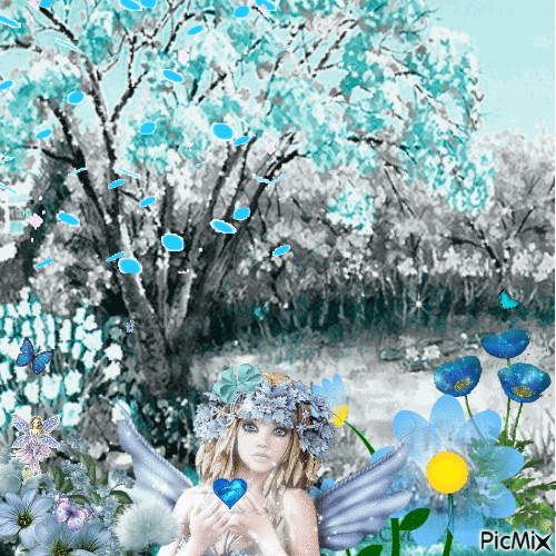 Blue garden - 無料のアニメーション GIF