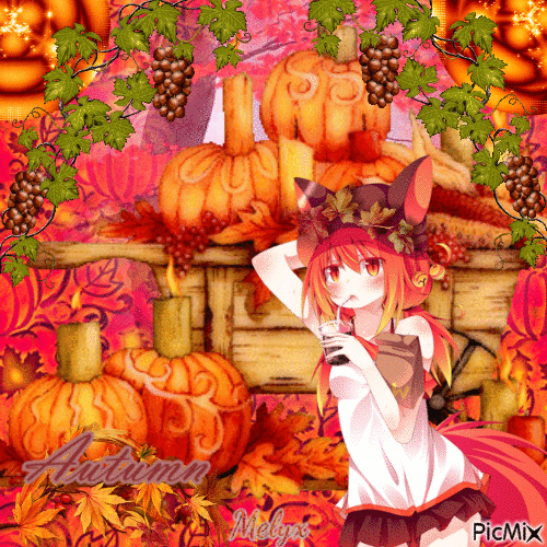 Autumn Anime girl fox - GIF animasi gratis