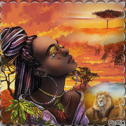 Afrique avec un Animal - Бесплатни анимирани ГИФ