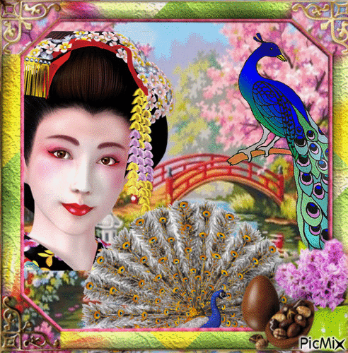 Geisha & Pavone - Δωρεάν κινούμενο GIF