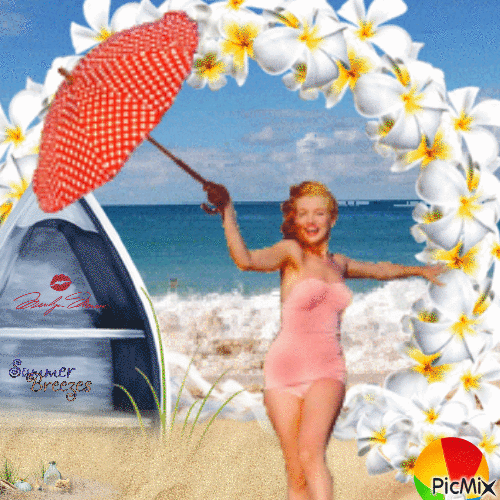 Marilyn Monroe in summer - Free animated GIF
