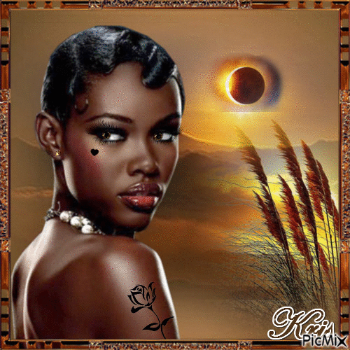 Femme africaine portrait🌹🌼💝 - GIF animé gratuit