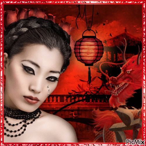 Geisha en rouge - Besplatni animirani GIF