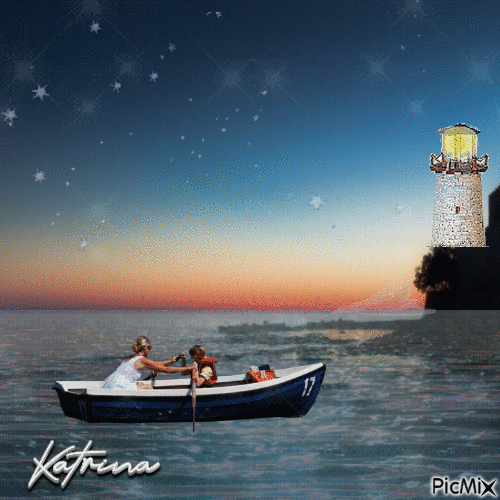 an evening boat ride - Бесплатный анимированный гифка