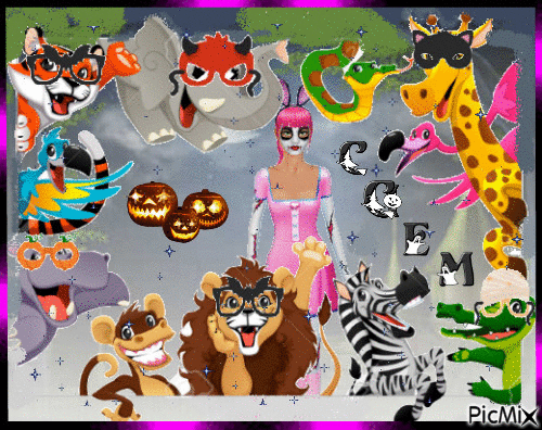 Halloween en el zoo - GIF animado gratis