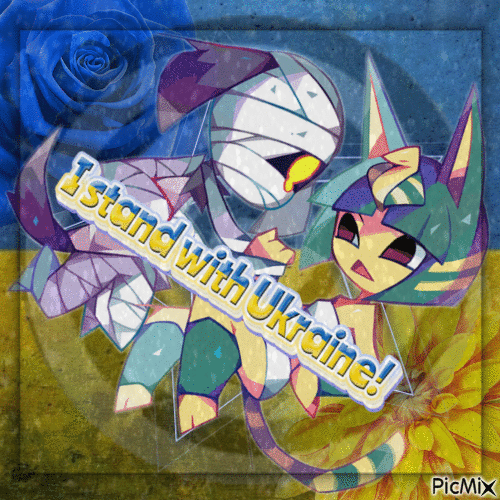 Lucky and Ankha Stand with Ukraine - Free animated GIF