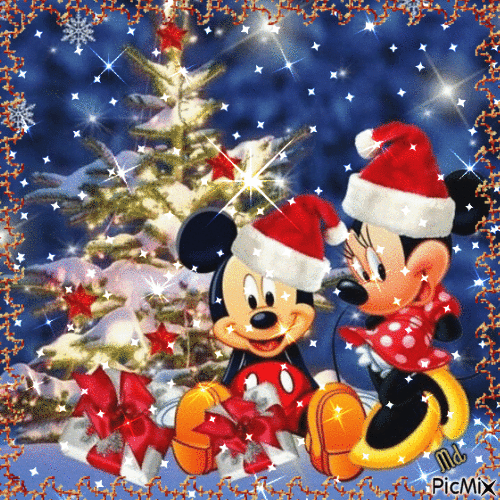 Joyeux noël avec Mickey - GIF animado grátis