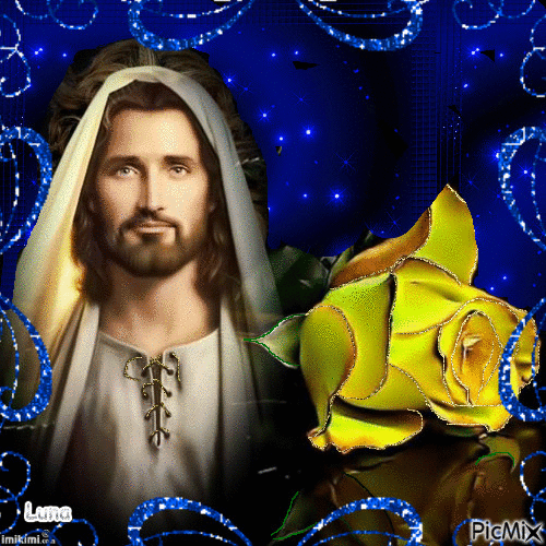 Jesus e a rosa amarela - Besplatni animirani GIF