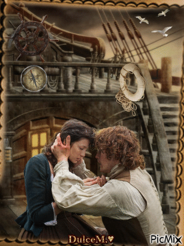 Jamie &Claire in the ship - 無料のアニメーション GIF