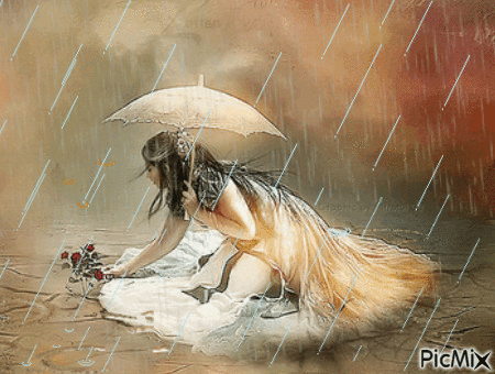 lady in the rain - Gratis animerad GIF