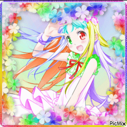 Pastel Rainbow Manga Girl - Gratis animerad GIF