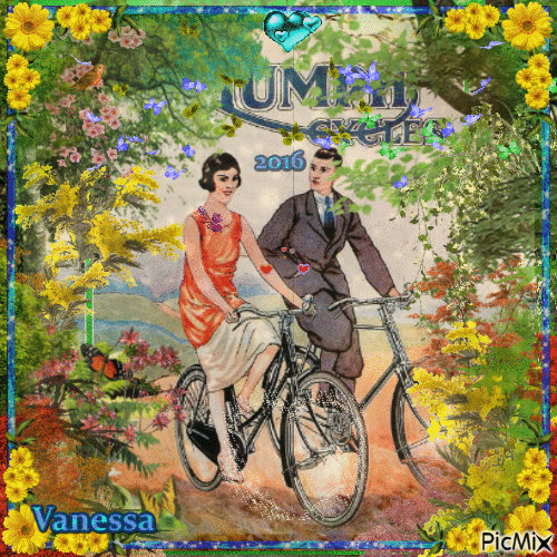 BALADE à BICYCLETTE SUR LA CÔTE D'AZUR - TRIUMPH CYCLES ANNEE 1930 - Darmowy animowany GIF