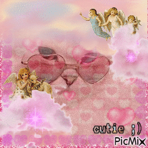 VUTE CAT ANGLE HEART PINK AESTHETIC CLOUD - GIF animado grátis
