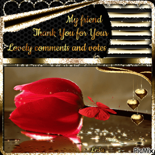 My friend, than you for your lovely comments and votes - GIF animé gratuit