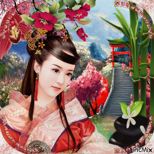Asiatisches Porträt - Bezmaksas animēts GIF