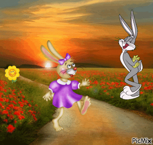 bacheful and happy rabbits - GIF animado grátis