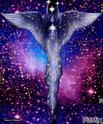 Night Angel sending stardust - Бесплатный анимированный гифка