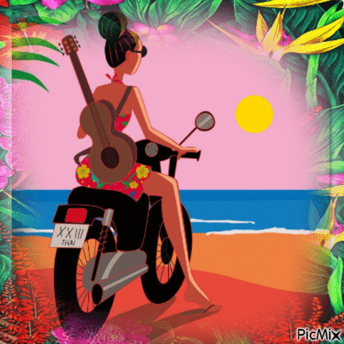 FILLE A LA MOTO - Безплатен анимиран GIF