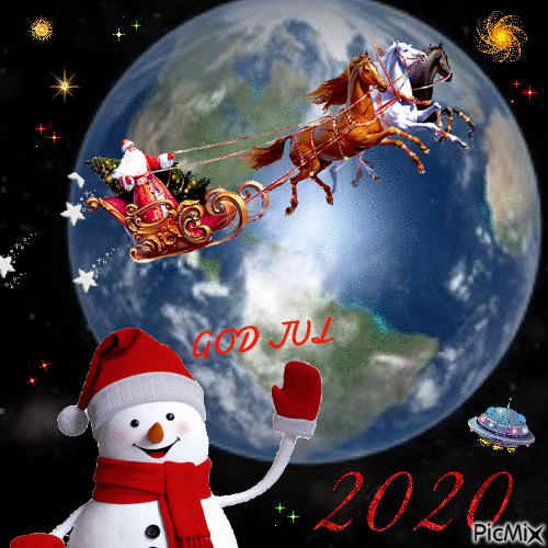 Santa Claus in space - Free animated GIF